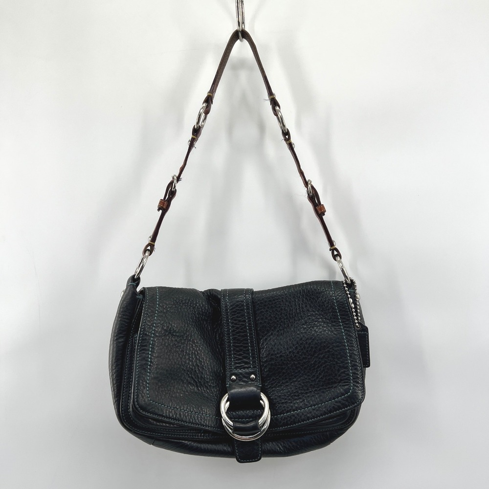 Coach Shoulder Bag Hobo Black 8A41 Leather Y2K Small Buckle